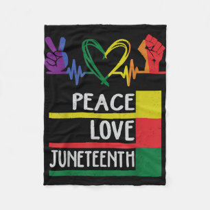 Peace love juneteenth pride black girl queen women fleece blanket
