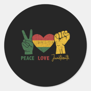 Peace Love Juneteenth With African Flag Heart And  Classic Round Sticker