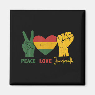 peace love juneteenth with african flag heart and magnet