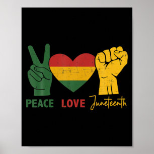 peace love juneteenth with african flag heart and poster