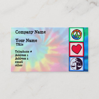 Peace, Love, Justice Business Card