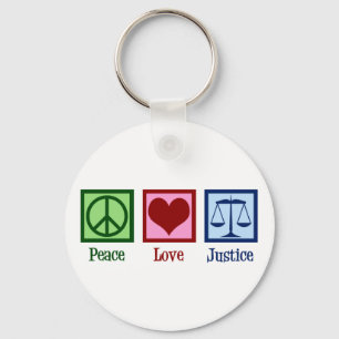 Peace Love Justice Lawyer Legal Scales Key Ring