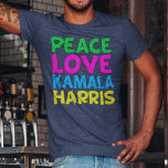 Peace Love Kamala Harris 2024 Election<br><div class="desc">Cute Peace Love Kamala Harris t-shirt for a progressive democrat who loves fun,  colourful political designs. Vote for Kamala for president in the 2024 election. A fun liberal design in bright colours.</div>