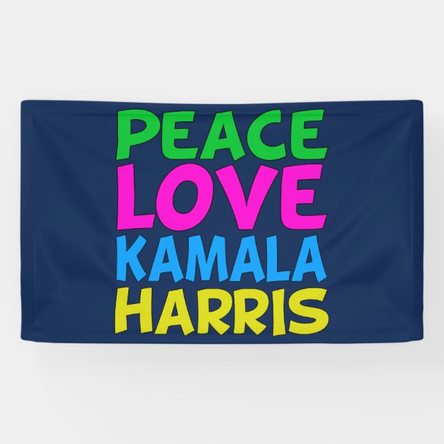 Peace Love Kamala Harris Cute Blue Banner (Horizontal)