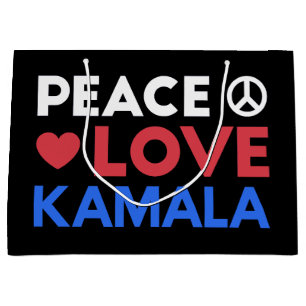 Peace Love Kamala I - Kamala Harris For President Large Gift Bag