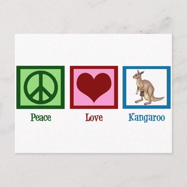 Peace Love Kangaroo Postcard (Front)