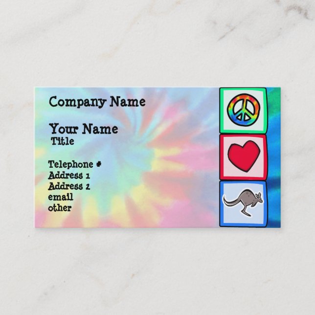 Peace, Love, Kangaroos Business Card (Front)