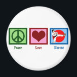 Peace Love Karate Magnet<br><div class="desc">Peace sign,  heart,  and a black belt in karate.</div>