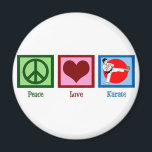 Peace Love Karate Magnet<br><div class="desc">Peace sign,  heart,  and a black belt in karate.</div>