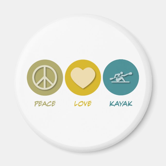 Peace Love Kayak Magnet (Front)