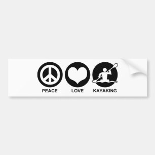 Peace Love Kayaking Bumper Sticker