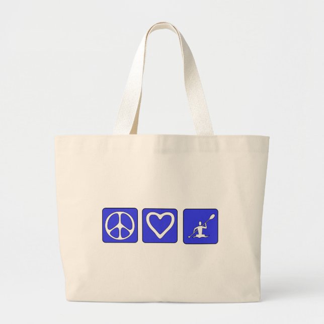 Peace Love Kayaking Large Tote Bag (Front)