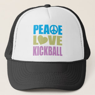 Peace Love Kickball Trucker Hat