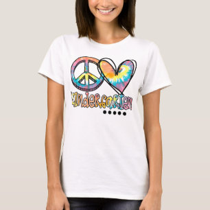 Peace Love Kindergarten Funny Tie Dye First Day Of T-Shirt