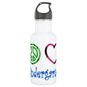 Peace Love Kindergarten School Kid Grade Teacher 532 Ml Water Bottle