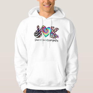 Peace Love Kindergarten Teacher Student Kinder Tea Hoodie