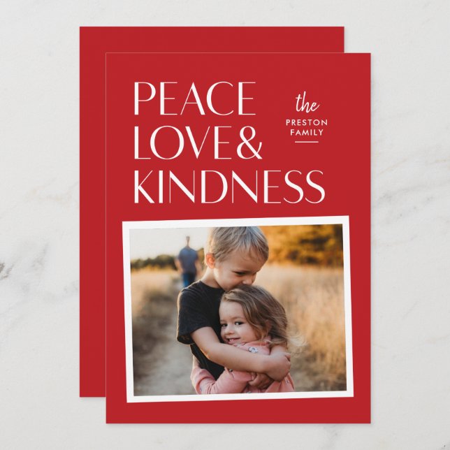 Peace Love & Kindness Holiday Christmas Photo Card (Front/Back)