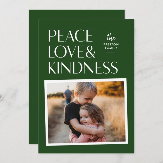 Peace Love & Kindness Holiday Christmas Photo Card (Front/Back)