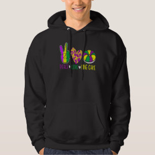 Peace Love King Cake Funny Mardi Gras Festival Par Hoodie