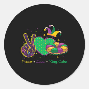 Peace Love King Cake Mardi Gras Masquerade Carniva Classic Round Sticker
