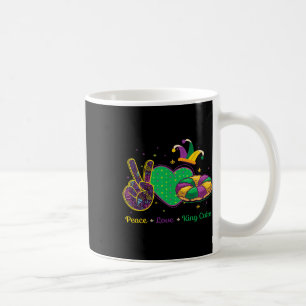 Peace Love King Cake Mardi Gras Masquerade Carniva Coffee Mug