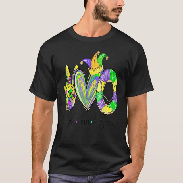 Peace Love King Cake Mardi Gras Men Women Kids 1 T-Shirt (Front)