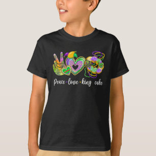 Peace Love King Cake Mardi Gras Party New Orleans T-Shirt