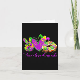 Peace Love King Cake Men Women Kids Tie Dye Heart Card