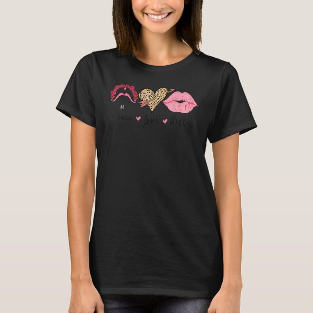Peace Love Kisses Happiness Joy Valentines Day Wom T-Shirt (Front)