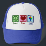 Peace Love Kites Cute Kite Festival Trucker Hat<br><div class="desc">A cute kite festival gift for someone who loves flying kites at the park.</div>