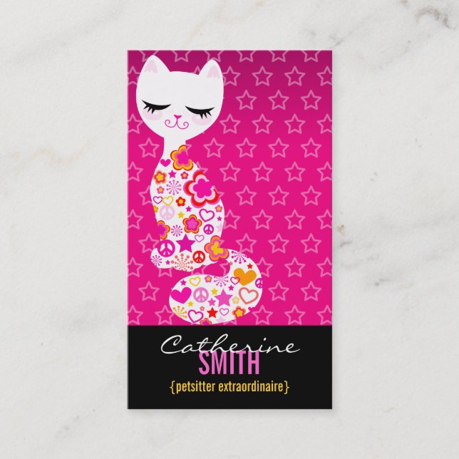 Peace & Love Kitty (Vertical) Business Card (Front)