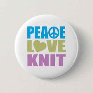 Peace Love Knit 6 Cm Round Badge