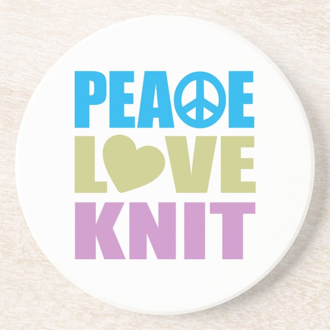 Peace Love Knit Coaster (Front)