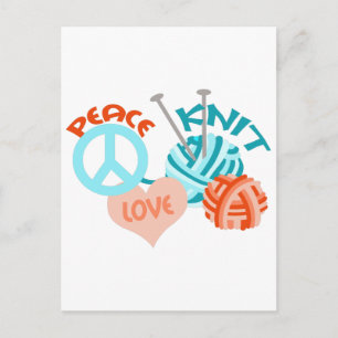 PEACE LOVE KNIT POSTCARD