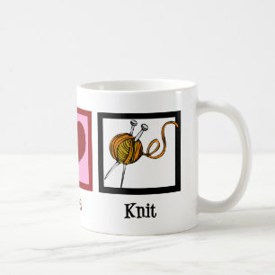 Peace Love & Knitting Coffee Mug