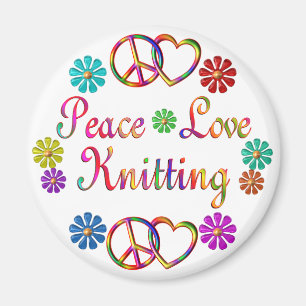 PEACE LOVE KNITTING MAGNET