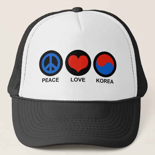 Peace Love Korea Trucker Hat (Front)