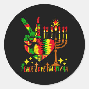 Peace Love Kwanzaa African American Heritage Happy Classic Round Sticker