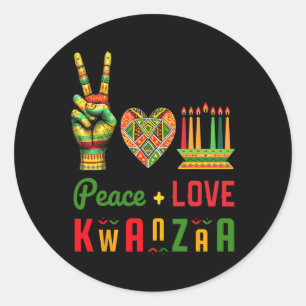 Peace Love Kwanzaa African Heritage Cultural Art 2 Classic Round Sticker