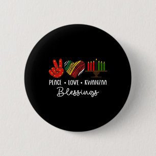 Peace Love Kwanzaa Blessings Christmas African Hol 6 Cm Round Badge