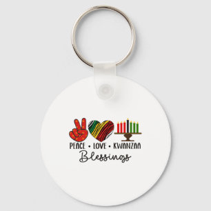 Peace Love Kwanzaa Blessings Christmas African Hol Key Ring