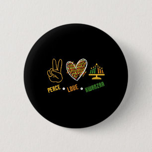 Peace Love Kwanzaa Kinara African American Black C 6 Cm Round Badge