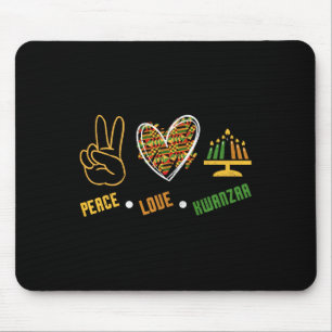 Peace Love Kwanzaa Kinara African American Black C Mouse Pad