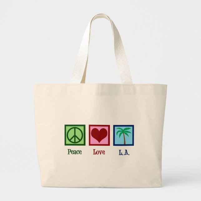 Peace Love L.A. Los Angeles Large Tote Bag (Front)