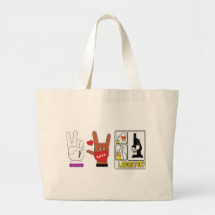 PEACE LOVE LABORATORY LARGE TOTE BAG