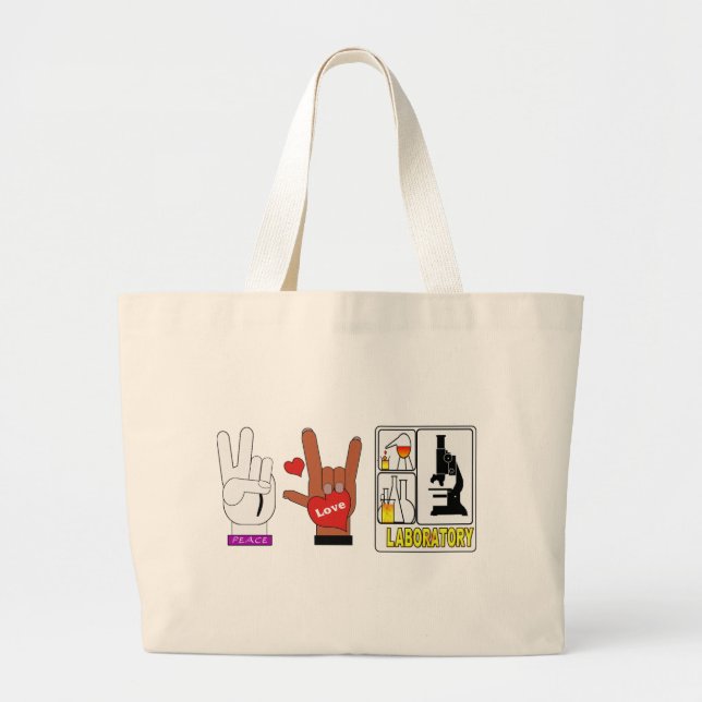 PEACE LOVE LABORATORY LARGE TOTE BAG (Front)