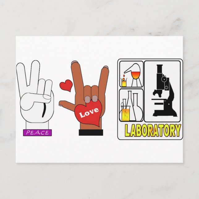 PEACE LOVE LABORATORY POSTCARD (Front)