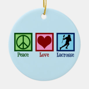 Peace Love Lacrosse Christmas Ceramic Ornament
