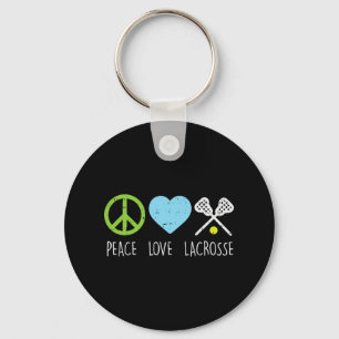 Peace Love Lacrosse Cool Lax Player Goalie Hippie Key Ring