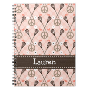 Peace Love Lacrosse Lax Spiral Notebook Journal
